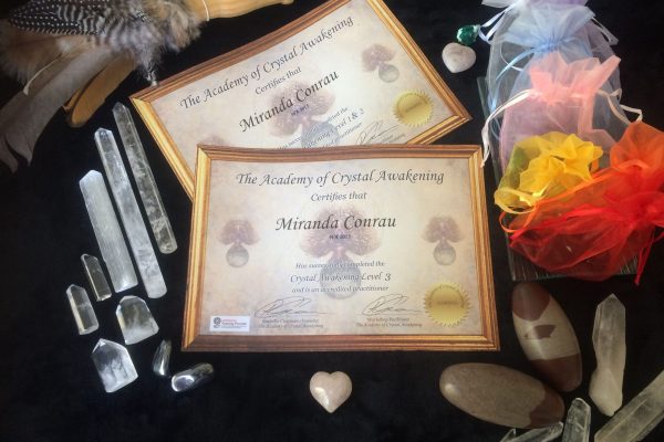 Nurturing with Miranda Crystal Therapy certification with the crystals used within a crystal therapy session
